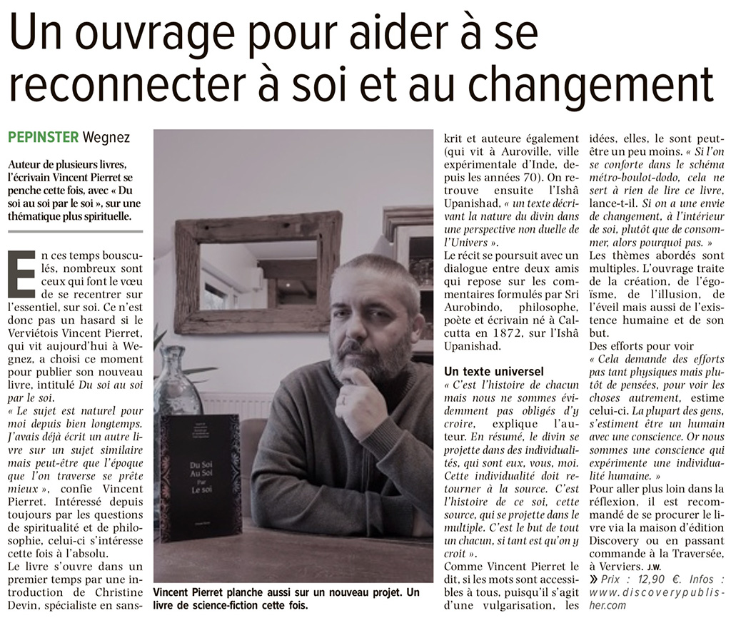 Pierret Vincent, Un ouvrage pour aider à se reconnecter à soi et au changement